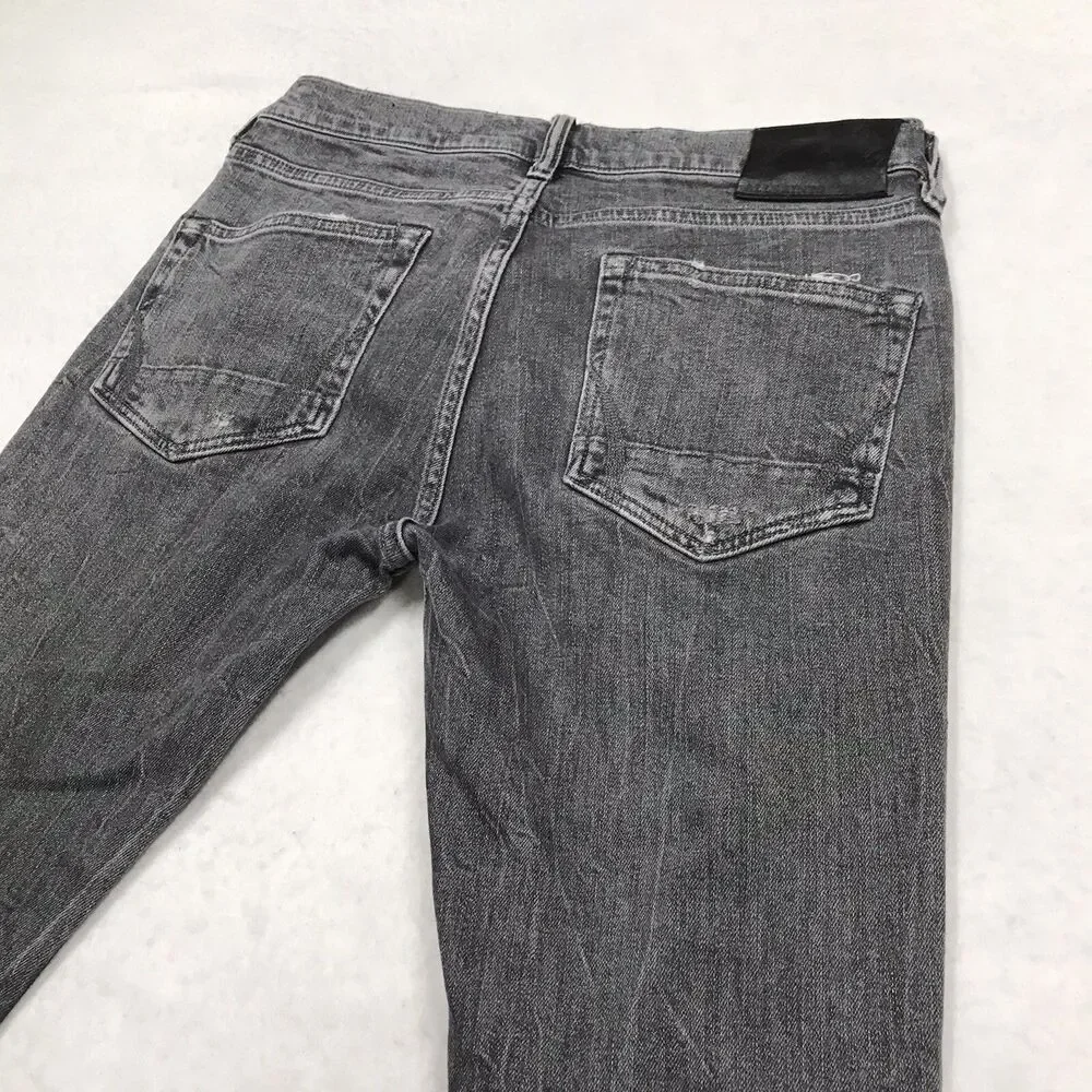 ALL SAINTS Raveline Cigarette Jean Men 30x32 Gray Distress Taper Stretch Denim